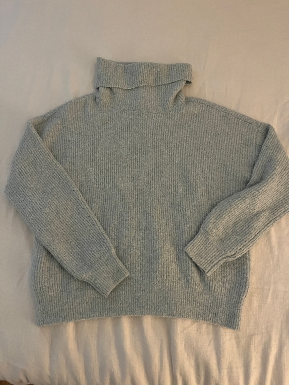 Lilla P Pale Blue Ribbed Knit Turtleneck